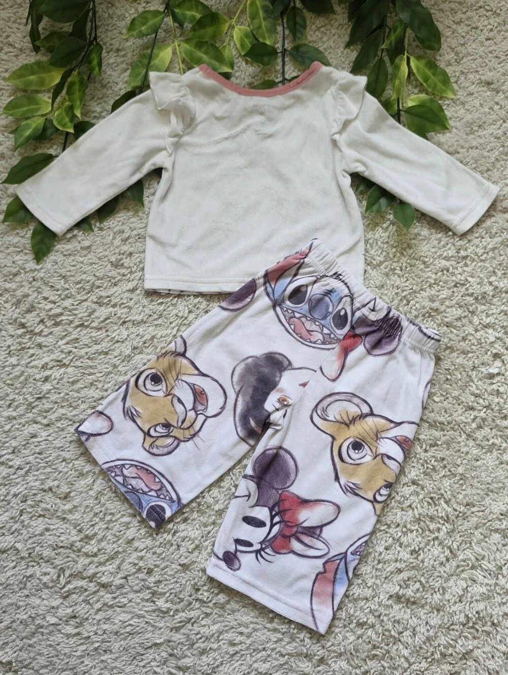 Baby Girl Disney Characters Fleece Pajama Set (9-12 Months)